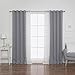 Best Home Fashion uMIXm Mix and Match Tulle Sheer Lace and Blackout 4 Piece Curtain Set – Antique Bronze Grommet Top – Grey - 52