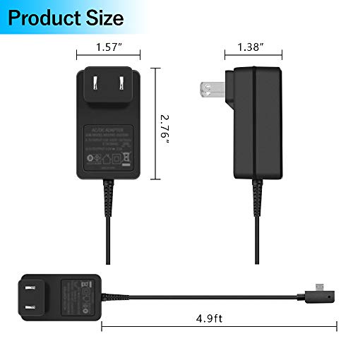 BOLWEO Surface 3 Charger, 13W 5.2V 2.5A Power Supply Adapter Charger Compatible with Microsoft Windows Surface 3, Model 1623 1624 1645 1657 Tablet Micro USB Charging Cord 4.9ft