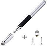 CCIVV Stylus Pen 2 in 1 Fine Point & Mesh Tip for Touch Screen, Compatible for Tablet and Cellphone (1Pc, Silver)