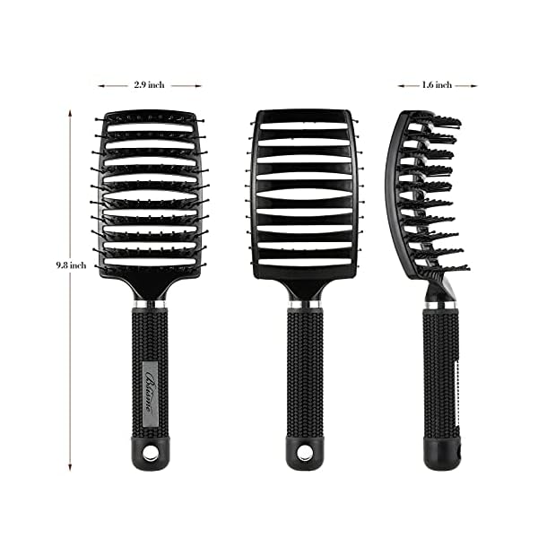 Curved-Vent-Brush-and-Professional-Styling-Brushes-Hair-Detangler-Faster-Blow-Dry-with-Black-Carbon-Anti-static-Barber-Comb-for-Men-Women-Kids-Suitable-for-All-Hair-Types-Giftbox-and-Comb-Included Hair Brush, Curved Vented Brush Faster Blow Drying, Paddle Detangling Hair Brushes for Women Men, Professional Curved…
