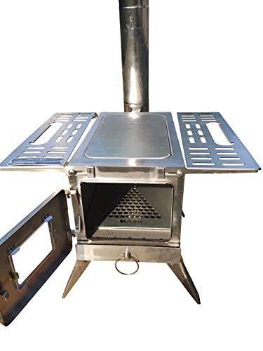 DACHEL Outdoor Tent Wood Stove with Pipe (Stainless Steel Cube Stove, 151518/88inch) - Thumbnail 2