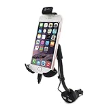 Te-Rich 2-in-1 Cigarette Lighter Phone Holder Car Mount Charger with Built-in Lightning Cable for iPhones - Dual USB, 3.1A Max