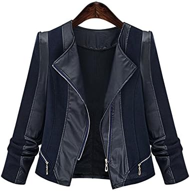 HRYKJ Women Jackets Bomber PU Soft Leather Zip Jacket Coat,Large Size (XL)