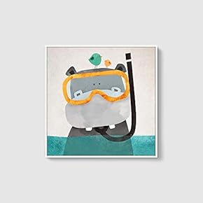 Framed Canvas Wall Art for Living Room, Bedroom Whimsical Animal Illustration II Canvas Prints for Home Decoration Ready to Hang - 16x16 inches