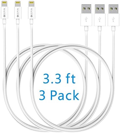 Lightning Cable, GEEPIN 3ft APPLE CERTIFIED USB Sync and Charging Lightning Cable for iPhone 6/6s/5/5S/5C, iPad 4, iPad Air 1/2, iPad Mini 1/2/3 (3 Pack)