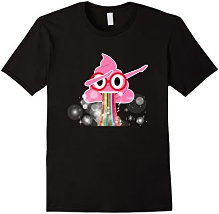 Mens Funny Dabbing Pink Poop Emoji Face Throw Up Rainbow Vomit XL Black