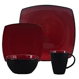 Gibson Soho Lounge 16 Piece Dinnerware Set, Burgundy