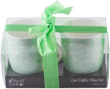 Best gift - 2 Piece Coffee Mug Set - Perfect for birthday, men, women, present for him, her, sister, brother, wife, husband or friend. 12 oz (360 ml) (Green)