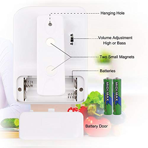 Digital Dual Kitchen Timer, Samshow 3 Channels Count UP/Down Timer, Cooking Timer, Stopwatch, Large Display, Adjustable Volume Alarm with Magnetic Back, Stand, Battery Included (White)