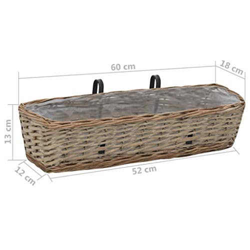 yorten Balkon-Pflanzgefäß 2 STK. Balkonkasten Terrasse Blumenkasten Pflanzkübel Korbweide mit PE-Auskleidung 60 x 18 x… – Bild 7