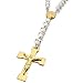 INBLUE Men,Women's Stainless Steel Rubber Pendant Necklace Gold Tone White Virgin Mary Jesus Christ Crucifix Cross Rosary 26 Inch Chain
