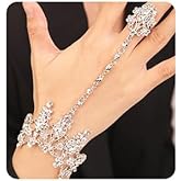 Xerling Rhinestone Finger Ring Bracelet for Women Dainty Crystal Hand Harness Slave Hand Chain Bracelets Boho Hand Jewelry