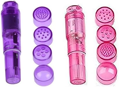 Pocket Rocket Mini Beauty Facial Massager Full Body Relax Toy 4 Heads(Pink, Purple)