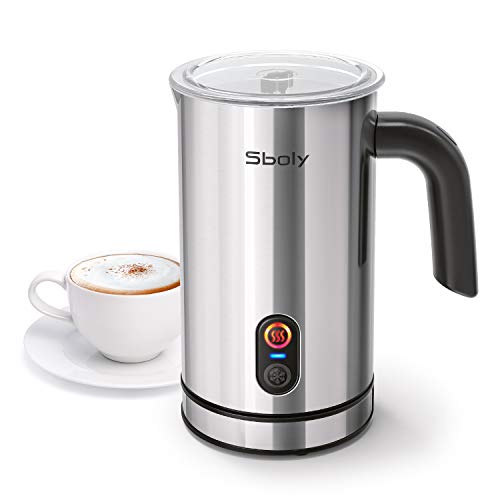 Milk Frother, Sboly Electric Milk Steamer with Hot&Cold Milk Froth