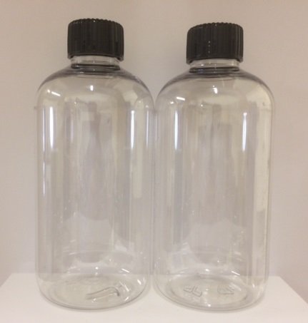Aromabar 2 X 250ML Clear PET Plastic Bottles with Black Lids
