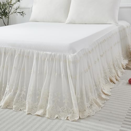 Brandream King Size Luxury White Lace Bed