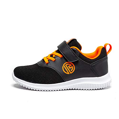 BONDON Black Orange Toddler Little Big Kids Boys Girls Knit Mesh Sneakers Unisex Running Shoes