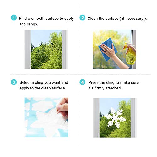 Tifeson White Snowflakes Window Clings Static Decal Stickers - Xmas Holiday Christmas Clings Window Stickers - Removable Winter Ornaments Decorations (6 Sheets) - Thumbnail 4