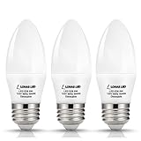 LOHAS® 6 Watt Dimmable LED Candle Light Bulb E26 base ,60W Equivalent LED Bulb, Daylight white 5000k,550lm,180 Degree Beam, LED Light Bulb ,Pack of 3