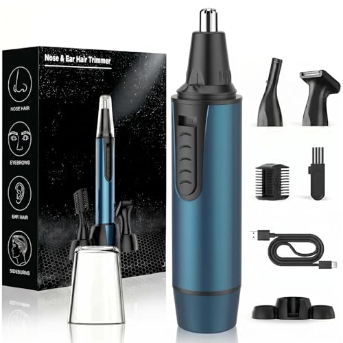 Nose Hair Trimmer for Men and Women Professional USB Rechargeable Ear and Nose Trimmer for Ear Eyebrow Facial Hair Trimmer Body Grooming Kit IPX7 Waterproof Dual Edge Blades for Easy Cleansing