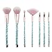 Fashionwu 7 Pcs Fashion Crystal Glitter Diamond Makeup Brushes Set Foundation Cosmetic Brush Tools with Bag