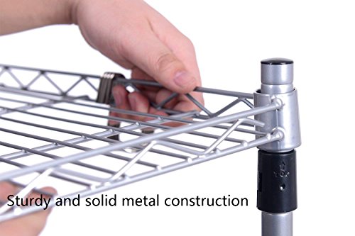 JS HANGER Wire Shelving Unit, 5-Tier Rolling Storage Shelf 29''W X 14''D X 61''H, Silver - Thumbnail 5