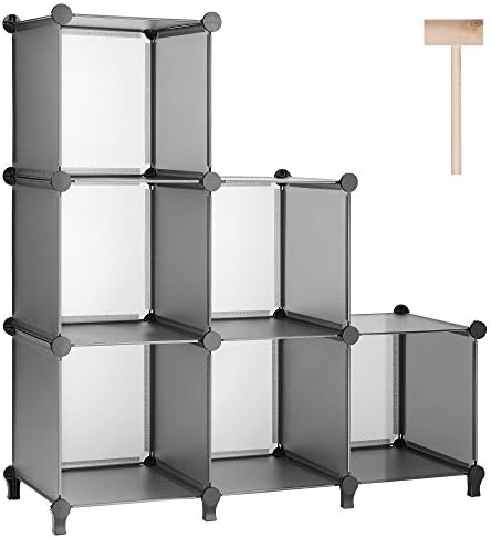 Puroma Cube Storage Organizer 6 Cube Closet Storage Shelves With Rubber Hammer Diy Closet Cabinet Bookshelf Plastic Square Organizer Shelving For Home Office Bedroom Grey Buy Online At Best Price In Uae
