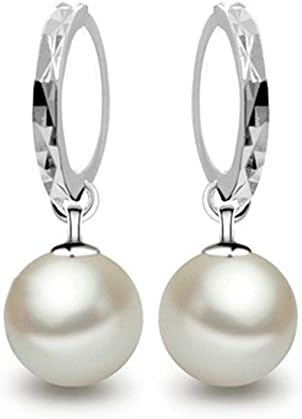 Fabula Jewellery 925 Sterling Silver Plated Pearl Drop Fashion Earrings for Women & Girls"Stellar Fine Jewels Edition" (ESN56) - Silver, White