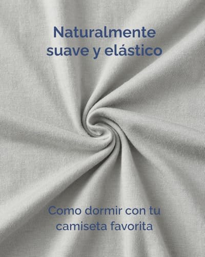 Jersey Fitted Sheet Cotton 140 x 200 cm Light Grey + 2 Pillowcases 80 x 80 cm – Pack of 3 – 100% Cotton – Terry 40 cm / 16 Inches – Soft, Anti-Wrinkle and Hypoallergenic – Oeko-Tex Standard 100