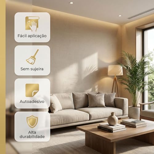Papel de Parede Linho Adesivo Premium Autocolante Texturizado Lavável 5 Metros. (Linho Caramelo)