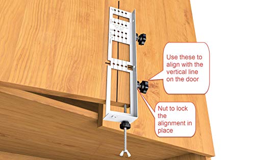 Template guide jig for cabinet knobs pulls and handles installation SimpleJig128 Door