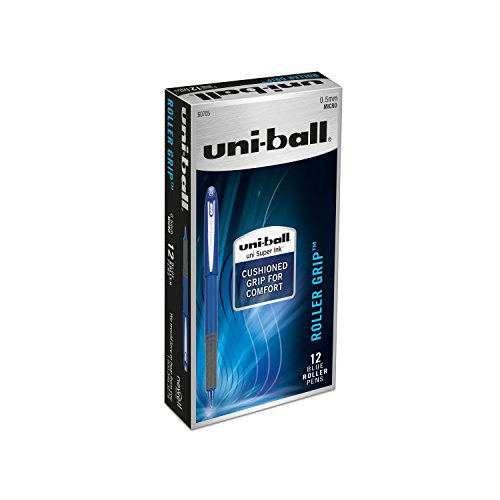 Uni-ball roller grip pens, micro point (0.5mm), blue, 1…