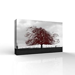Wall26-Canvas Wall Art-RED and Black Back Ground Tree Theme-Giclee Painting Wall Bedroom Living House Decoration Home Art - 12x18 inches