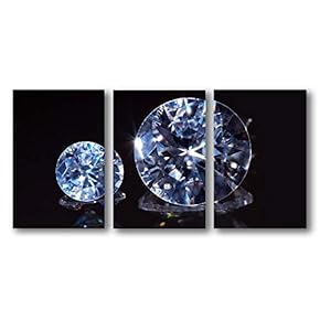 3 Piece Canvas Wall Art for Living Room Bedroom Home Artwork Shiny Diamond Gemstone Paintings Ready to Hang - 16"x24" x 3 Panels