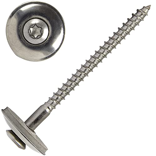 Spenglerschrauben mit TORX 4,5x45 mit U-Scheibe 20mm (50 Stück) aus Edelstahl A2 (V2A) ähnl. DIN 7995 TX Dichtscheibe…