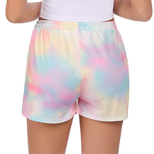 Hawiton-Damen-Pyjamahose-kurz-Spitze-Seite-Karierte-Pyjama-Hose-Baumwolle-Weiche-zum-Schnueren-Sommer-Shorts