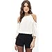 Sunward(TM) Women Long Sleeve Chiffon Off Shoulder Shirts (Large, White)