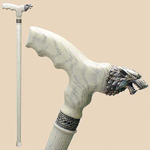 Fashionable Walking Canes for Men Direwolf Carved Derby Men's Cane