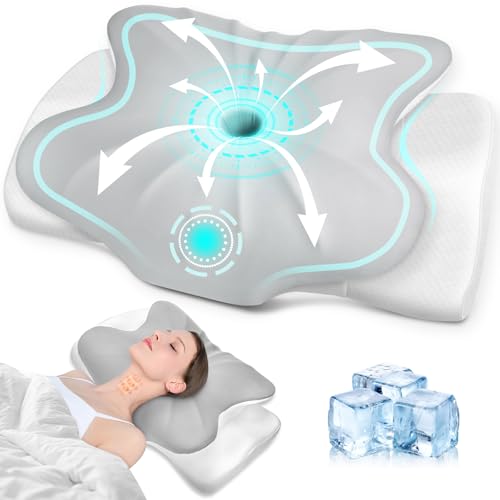 Fwiull Neck Pillow, Anti Snoring Pillow, Memory Foam Pillow, Ergonomic, Neck Support Pillow, Orthopaedic, Neck Pillow, Side Sleeper for Sides, Back and Stomach Sleepers (Butterfly)