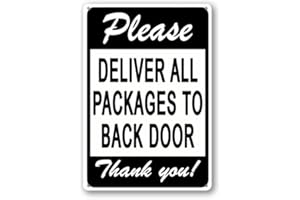 Please Deliver All Packages To Back Door Sign Aluminum Metal Sign Delivery Sign For Outdoor Use Gift For Women Men 8x5.5 Inch