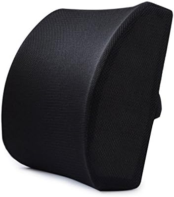 Memory Foam Support Pillow, Victrax Lower Back Support Cushion with Ventilative Mesh Ergonomic Back Lumbar Seat Pillow to Protect and Soothe Your Back for Car Seat, Office Chair, Sofa, ect (Black)