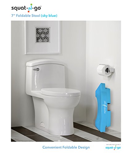 Squat N Go 7" Folding Squatting Stool | The Only Foldable Toilet Stool | Convenient and Compact - Great for Travel | Fits All Toilets, Folds for Easy Storage, Use in Any Bathroom | Blue Color |