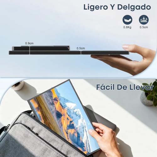 Monitor Portátil de 15,6 Pulgadas. Monitor para Juegos IPS Full HD 1080p/60Hz con Puertos USB-C y HDMI, Compatible con Portátiles, Ordenadores, Teléfonos Móviles, PS5, Mac, Xbox y Switch (Negro).