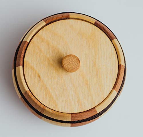 2-color Wooden Salt Box With Lid - 12oz Hard Wood Spice Jar - Decorative Dry Herb Container and Moisture-proof Sugar Storage Box - Safe Healthy Durable Salt Cellar and Wooden Container for Kitchen