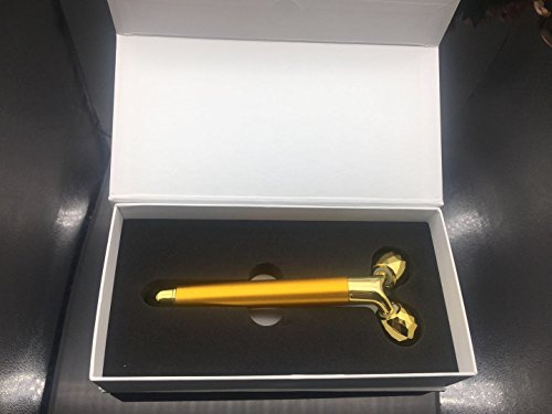 AMULISS 24k Gold Skin Care Face Massager 3D Roller Electric Sonic Depuffer Energy Beauty Bar Package Combination - Thumbnail 7