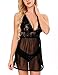 Ababoon Womens Babydoll Lingerie Set Plus Size, Black, Large