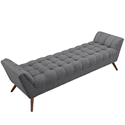 Modway Response Mid-Century Modern Bench Large Upholstered Fabric in Gray