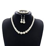 Wedding Bridal Jewelry Set, Kollmert Women 2017 Prom Party Faux Pearls Chain Necklace Earrings Bracelet