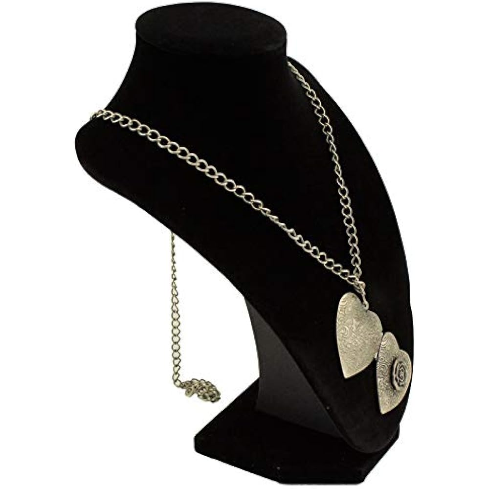 9" 3D Black Velvet Necklace Display Chain Jewelry Model Bust Stand Arts