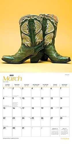 Cowboy Boots 2020 12 x 12 Inch Monthly Square Wall Calendar, USA United States of America Shoe